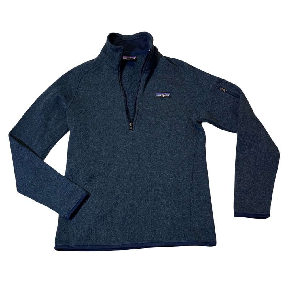 Patagonia women’s M Medium blue solid fleece 1/4 zip pullover outdoor sweater